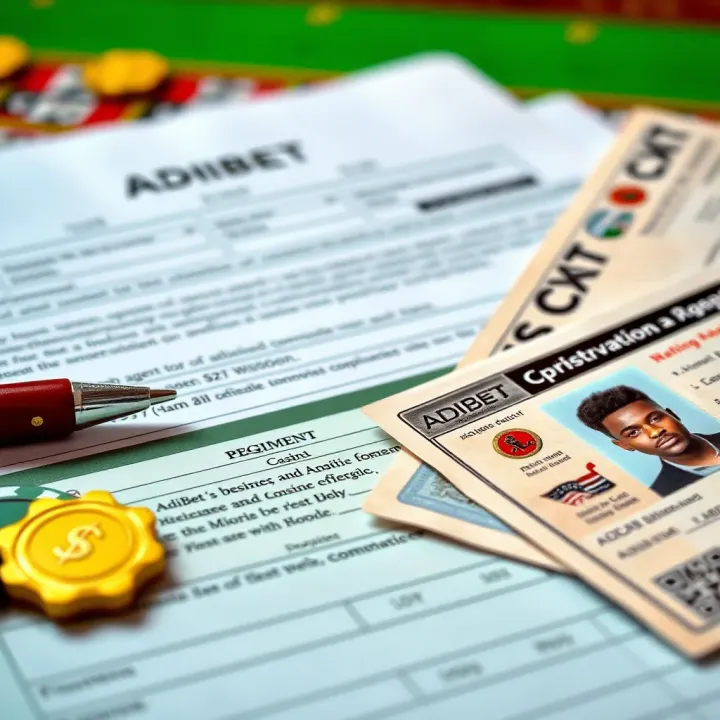 Close-up of documents and identification cards required for AdiBet agency application