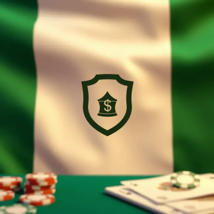Secure mobile betting with shield symbol and Nigerian flag background