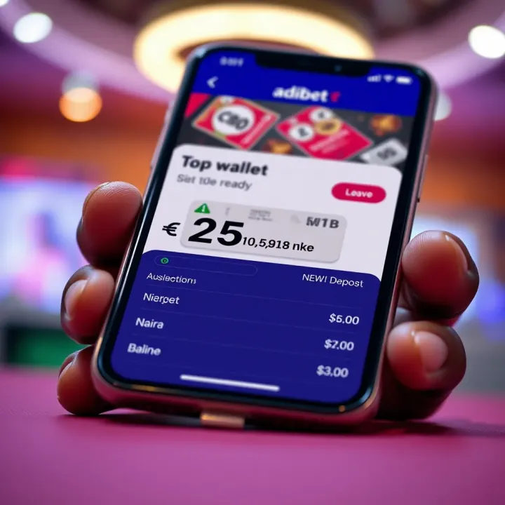 Close-up of a digital wallet app showing Nigerian Naira balance ready for deposit on betting platform