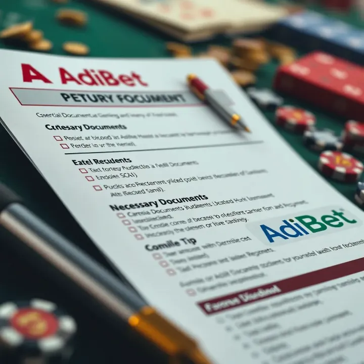 Checklist showing necessary documents and security tips for AdiBet registration