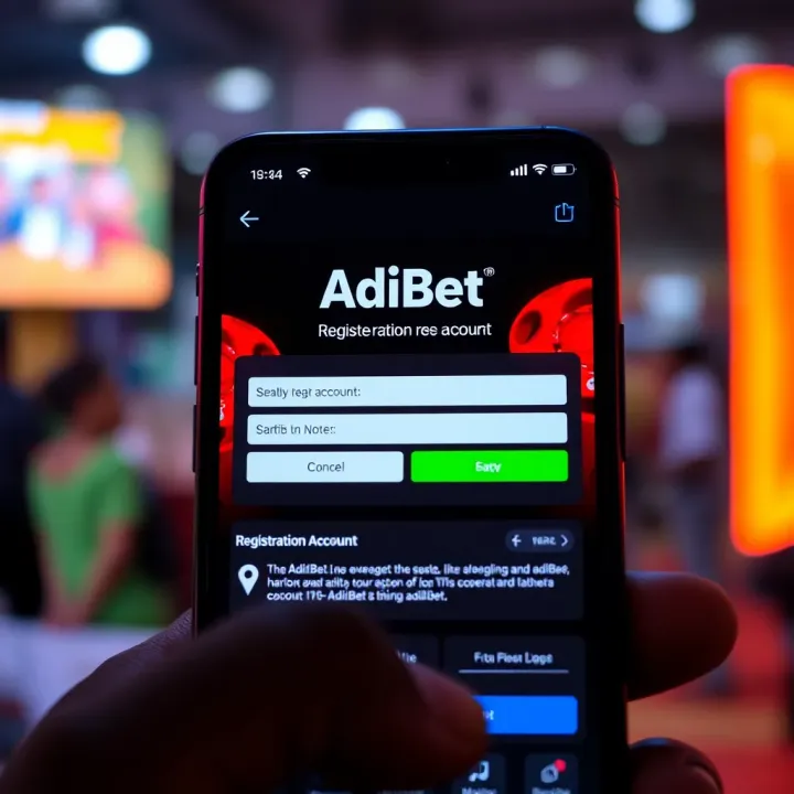 User interface displaying AdiBet registration form on a smartphone screen