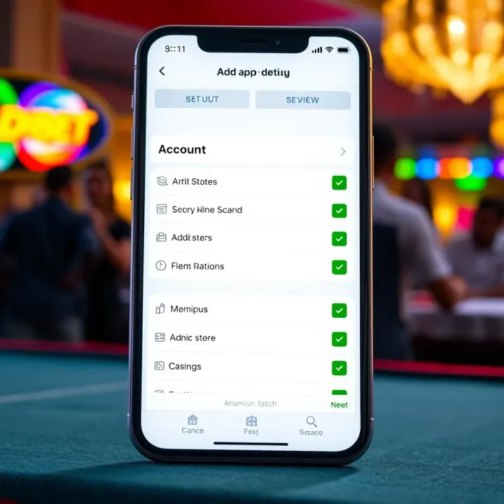 User interface of the Adibet app showing account setup options