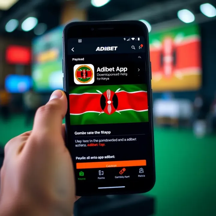 Mobile device screen showing the Adibet app download page with Kenyan flag colors