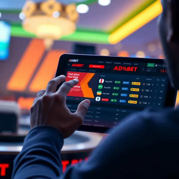 User interacting with Adibet platform on a digital device highlighting betting options and odds