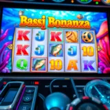 Gameplay screen of AdiBet Big Bass Bonanza demo showing vibrant underwater fishing symbols and reels
