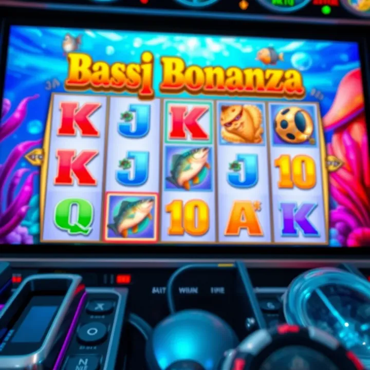 Gameplay screen of AdiBet Big Bass Bonanza demo showing vibrant underwater fishing symbols and reels