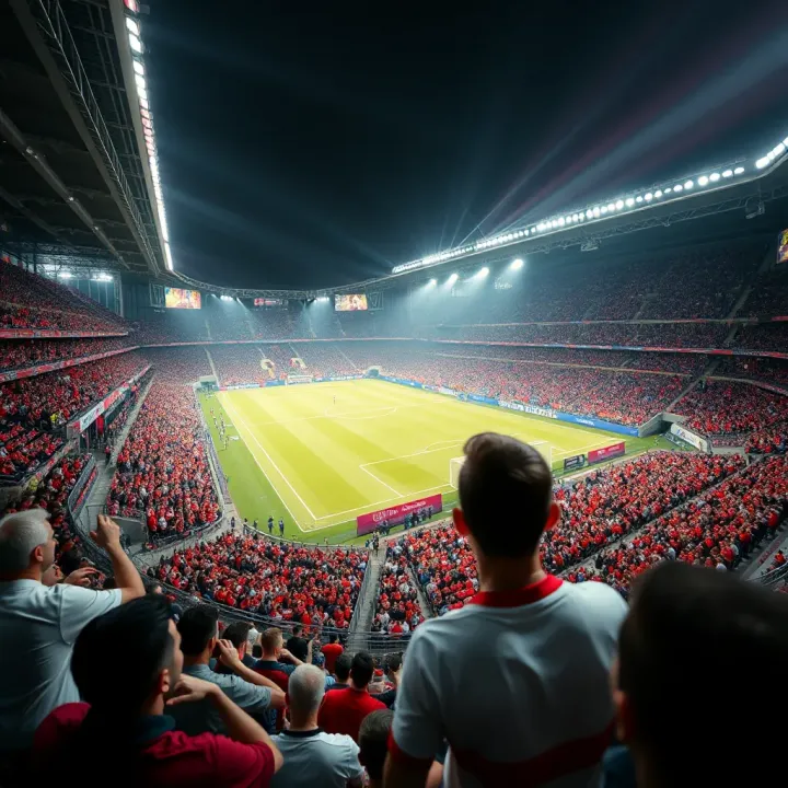 Football stadium filled with fans during an intense Bundesliga match