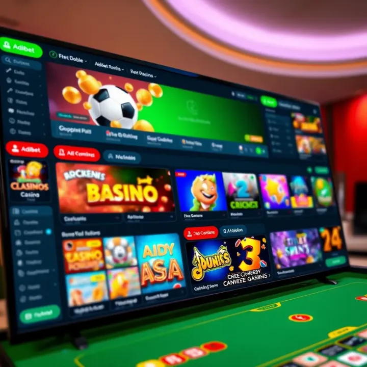 Colorful online casino interface displaying a variety of games and betting options