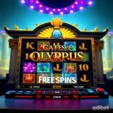Gates of Olympus slot game interface showcasing vibrant symbols and free spins feature on Adibet platform