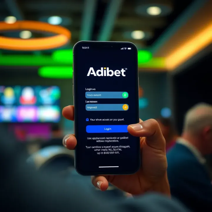 User entering login credentials on a mobile device for secure access to Adibet platform