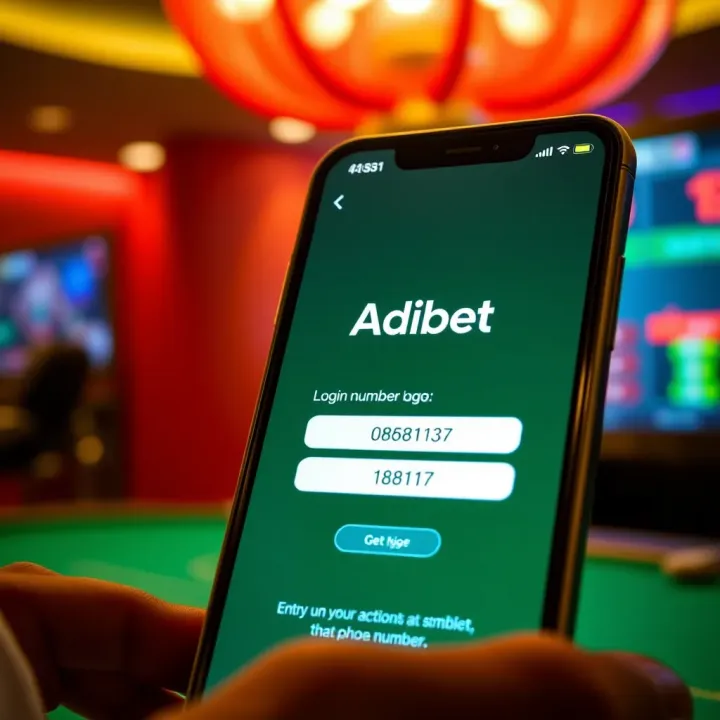 Mobile phone screen displaying the Adibet login interface with phone number entry field