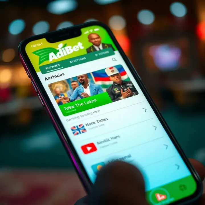 Mobile phone displaying the AdiBet app interface with betting options visible