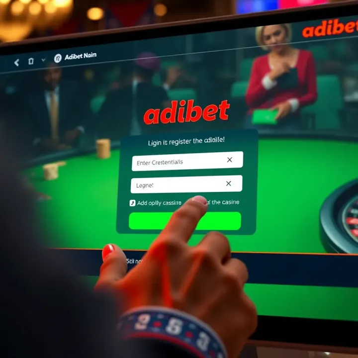 User entering login credentials on Adibet Nigeria platform securely