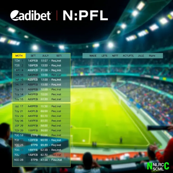 Calendar showing scheduled football matches for the Nigeria Professional Football League season