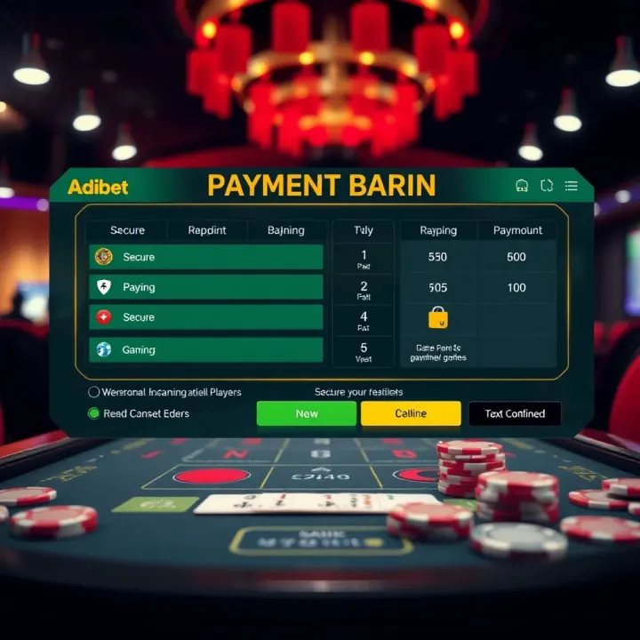 Digital interface highlighting secure payment methods and gaming controls