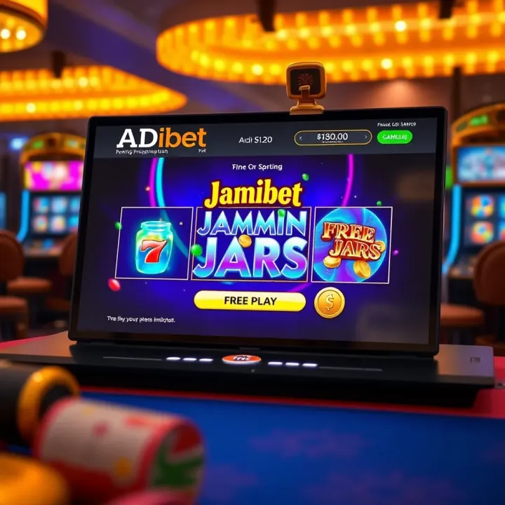 Screenshot of Adibet platform displaying free play option for Jammin Jars slot
