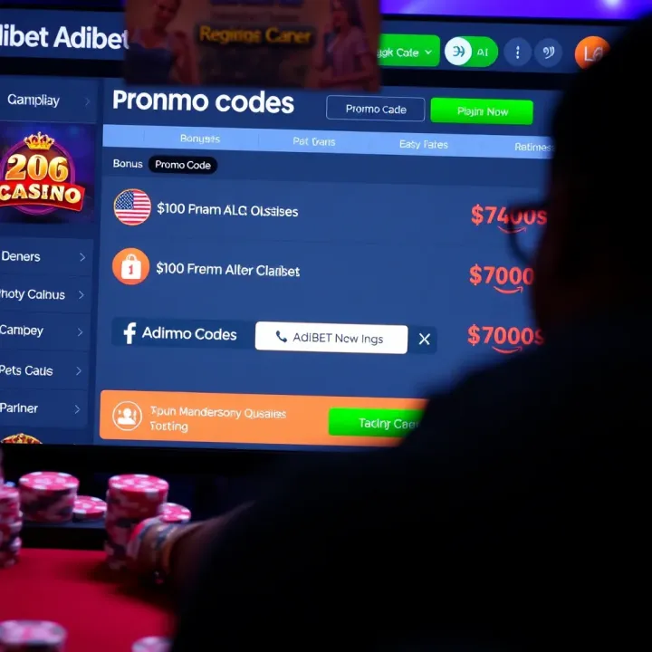 Graphic depicting a betting platform interface highlighting the promo code redemption section with bonus notifications