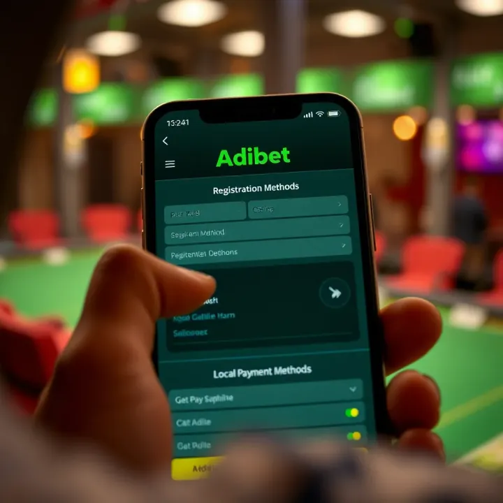 Nigerian user navigating through the Adibet registration form on a smartphone with local payment options visible
