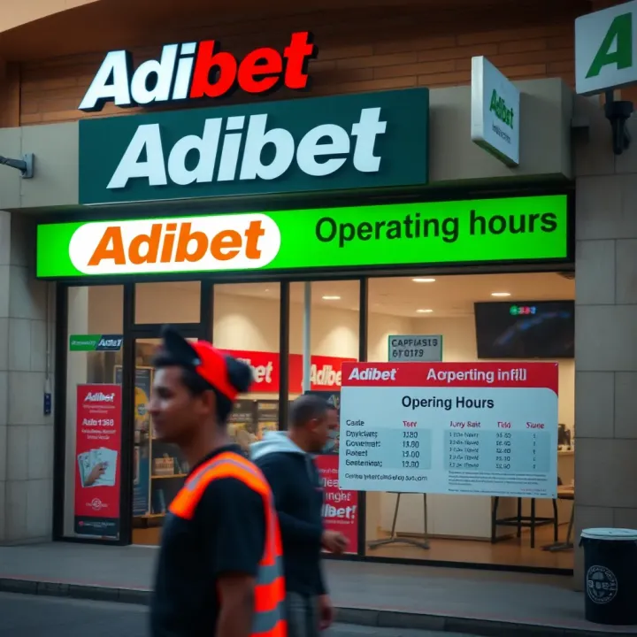 Exterior view of an Adibet shop with clear signage indicating operating hours