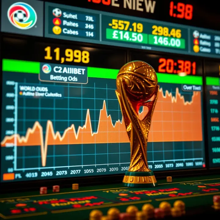 Graph showing fluctuating World Cup betting odds on a digital display