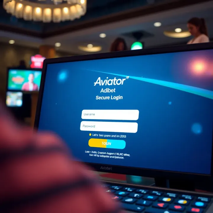 Secure login screen of Aviator Adibet showing username and password fields