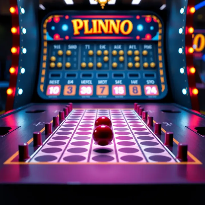 Plinko game board showing pegs and paths for the ball to descend towards different scoring slots