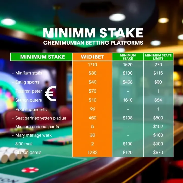 Comparison chart showcasing minimum stake limits across popular Nigerian sports betting platforms