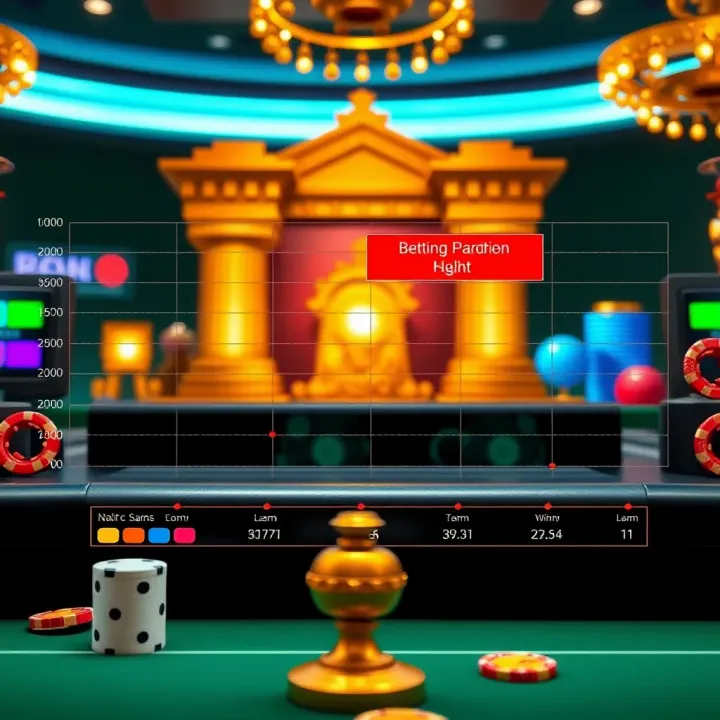 Graph showing bankroll management with betting controls and winning pattern highlights
