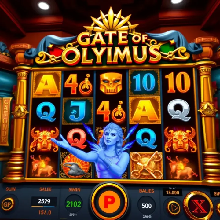 Colorful symbols and cascading reels of Gates of Olympus slot game on Adibet interface