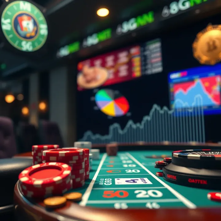 Conceptual illustration of managing betting stakes with financial symbols and charts