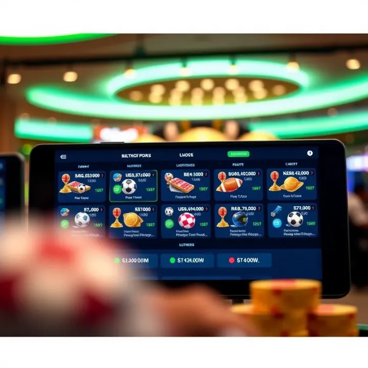 Digital screen displaying various betting options on Adibet Mines platform