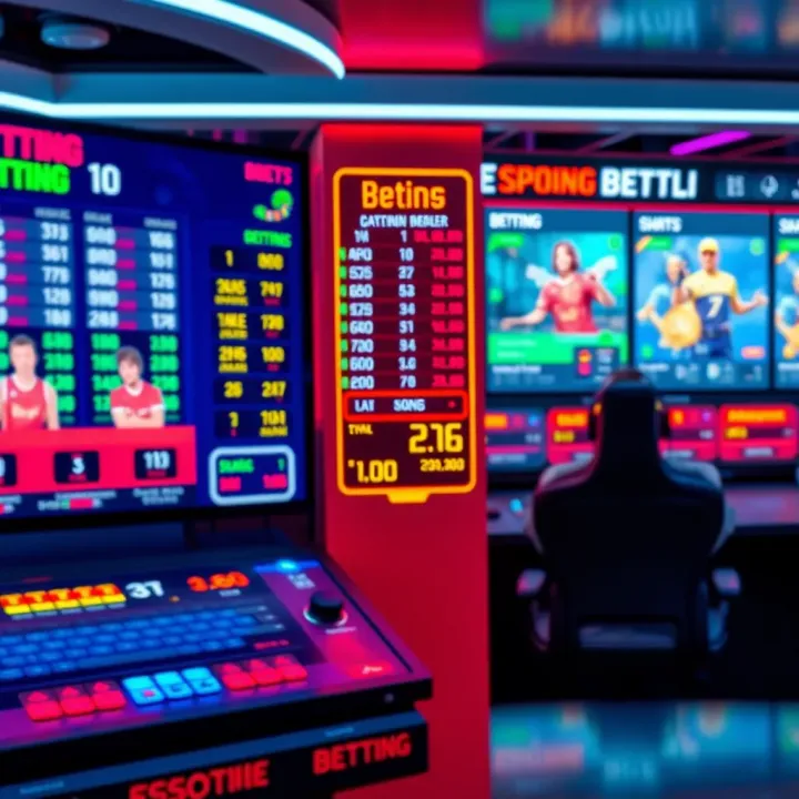 Colorful digital interface displaying esports betting odds and game stats