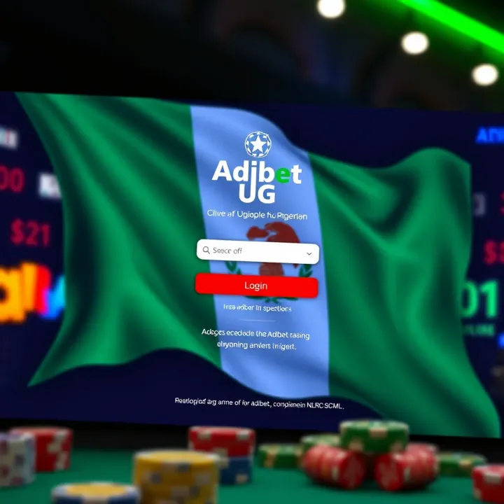 Secure login screen of the Adibet UG platform with Nigerian flag icon in the background