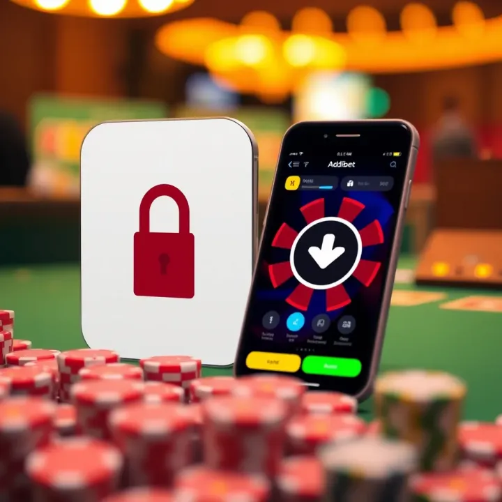 Secure download symbol with a mobile device highlighting safety and security in app installation