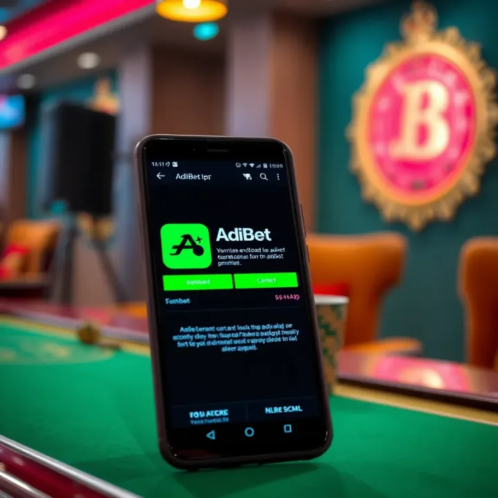 Smartphone screen showing AdiBet app installation progress on Android device