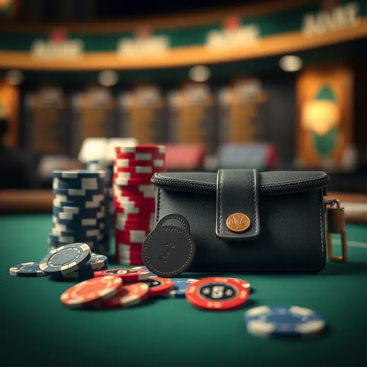 Conceptual illustration of bankroll management strategy with betting chips and a secure wallet