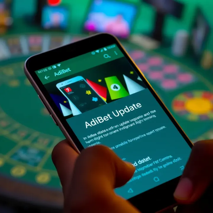 Smartphone screen displaying the AdiBet app update notification on an Android device