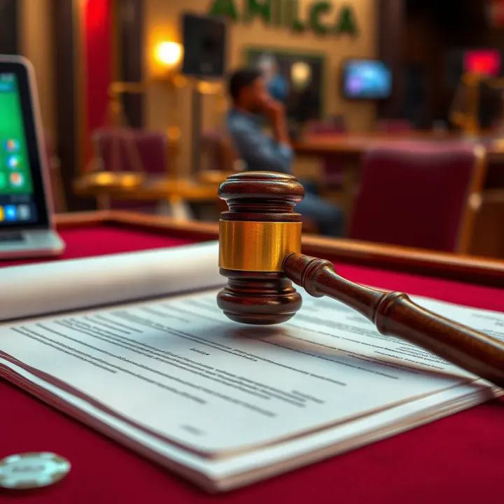 Legal Framework for Online Betting in Nigeria Conceptual illustration of legal documents and a gavel symbolizing regulations for online betting in Nigeria