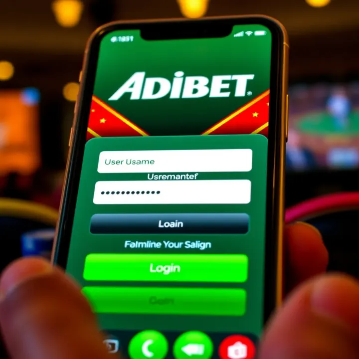 User interface displaying login screen of Old Adibet Mobile app with fields for username and password