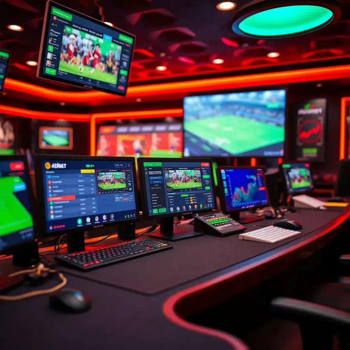 Modern streaming technology setup with devices displaying live Adibet events and data analytics