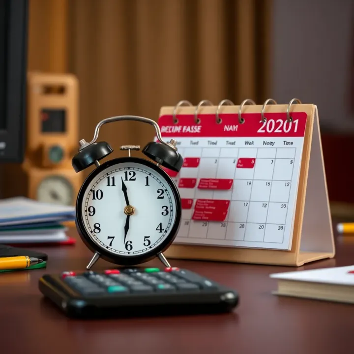 Clock and calendar on a desk illustrating time management strategies for ACCA exam preparation