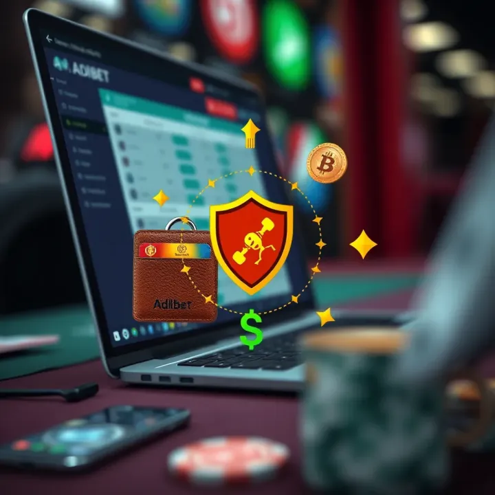 Illustration of secure online betting with wallet, shield icon and betting strategy symbols