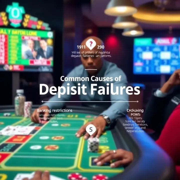 Graphic illustrating common causes of deposit failures including banking restrictions and user errors