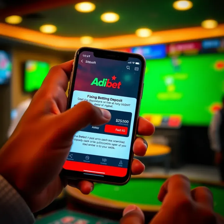 Mobile phone displaying a successful betting deposit transaction on Adibet platform