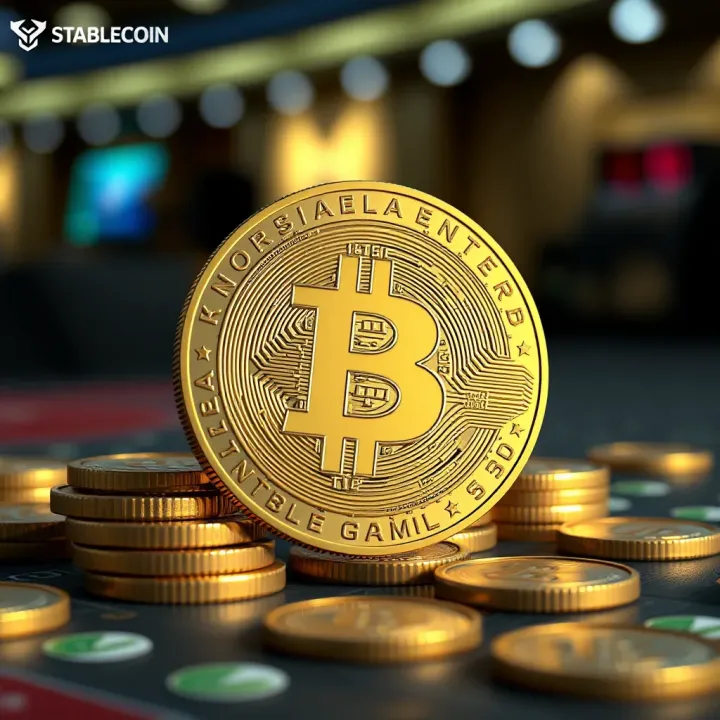 Digital coins symbolizing stable cryptocurrency used in Nigerian online casinos