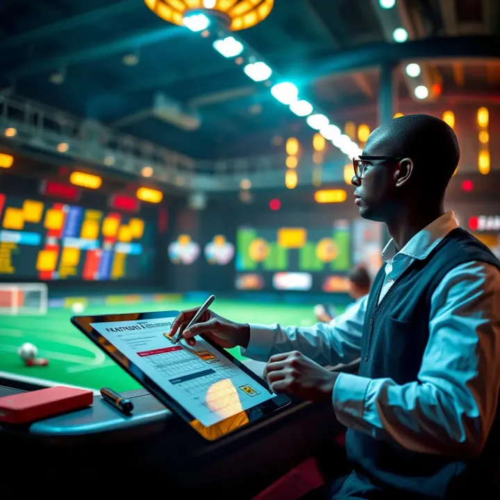 A strategic planner outlining football betting strategies on a digital tablet