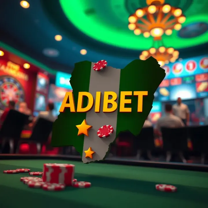 Illustration showing Nigeria map with Adibet promo code symbol and betting icons