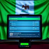 Sports betting tips displayed on a digital screen with Nigerian flag background