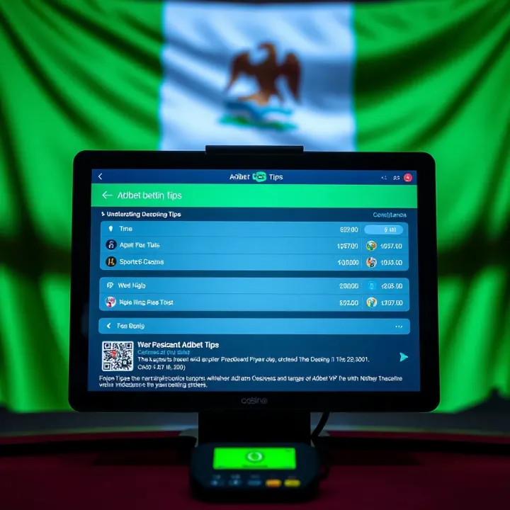 Sports betting tips displayed on a digital screen with Nigerian flag background