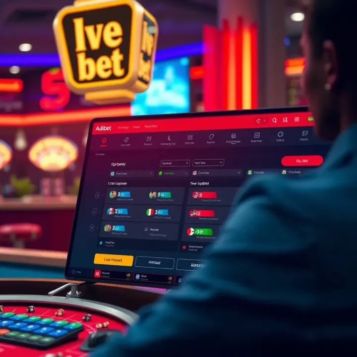 User interface of Adibet showing various betting options and live updates